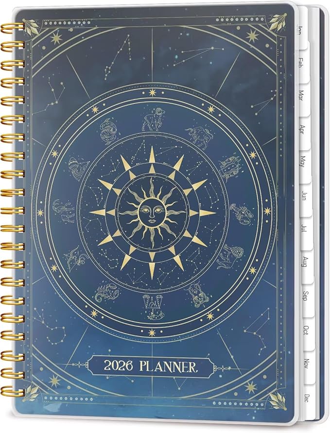2026 Planner, Weekly and Monthly Planners with Tabs, A5 Spiral Bound Daily Calendar 2026 Planner, 12 Month Agenda Organizers from Jan. to Dec., Flexible Cover Appointment Book(Blue Tarrow)