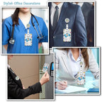 ID Badge Holder with Lanyard, Autism Awareness Retractable Badge Holders Reels, Rainbow Breakaway Lanyards Keychain, Cute ID Holders for Women Teacher Nurse Nursing Doctor Student
