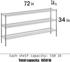 Regal Altair 14" Deep x 72" Wide x 34" Height Wire Shelving Kit | 3-Tier | NSF Commercial Storage Rack Unit