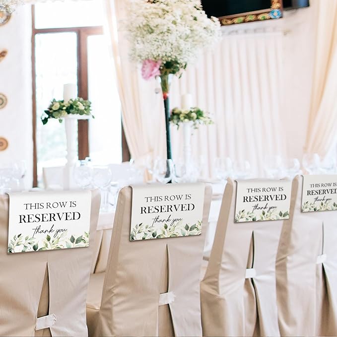 ChissNook Reserved Seating Chair Signs, This Row Is Reserved Pew Cloths Seating Placeholder for Church Pews, Wedding Decorations for Reception Parties Celebrations Event Meetings (8 PCS, Green)