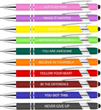 Luxeviss 10 Pcs Inspirational Pens Bulk - Motivational Ink Ballpoint Pen with Quotes Stylus Tip Nurse Gifts for School Coworkers Office Supplies Black Ink