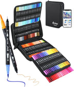 AEDAGA 120 Colors Numbered Dual Tip Brush Pens with Free App, Fine and Brush Tips Pens for Adults, Coloring Markers for Coloring Book Bullet Journaling Note Taking Planner Hand Lettering