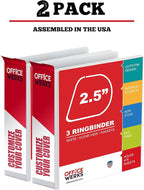 Ring Binder Depot 3, Professional Angle D Ring Binder 2.5 Inch, Presentation Folder for Standard Pages 8.5 x 11 with Pockets, Crystal Clear View White Binder (2 Pack)