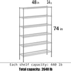 Regal Altair 14" Deep x 48" Wide x 74" Height Wire Shelving Kit | 6-Tier | NSF Commercial Storage Rack Unit