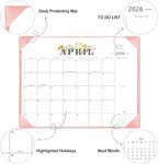 2026 Desk Calendar - 18 Month Desktop Calendars (Jan 2026–Jun 2027),Large 22x17 Monthly Calendar with Home & Office Floral Desk Pad Calendars (Pink, 22*17)