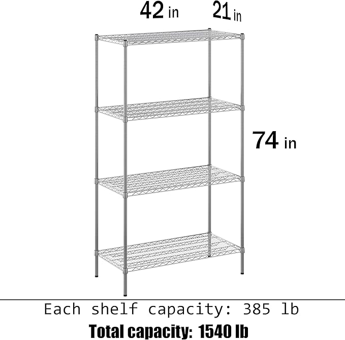 Regal Altair 21" Deep x 42" Wide x 74" Height Wire Shelving Kit | 4-Tier | NSF Commercial Storage Rack Unit