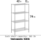 Regal Altair 21" Deep x 42" Wide x 74" Height Wire Shelving Kit | 4-Tier | NSF Commercial Storage Rack Unit