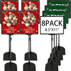 ONCEMORE Sign Holder, 8.5 x 11 Inch Sign Stand with Adjustable Height Snap Open, Reusable Sign Stands for Display Advertising Business Signage, Vertical and Horizontal Two View Modes (Black, 8 Pack)