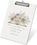 APIILVPQ Wild Flower Clipboard, Bible Verse Clipboards with Low Profile Clip for Office School Use, Christian Wooden Clip Boards for Nurses Teachers Students - B02