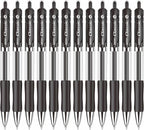 Lekreo Classic Retractable Gel Roller Pens, 0.7mm Fine Point (Black Ink- 12 Packs)