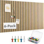 Cork Board Tiles for Wall with Push Pins, Removable 48" x 24" Slat Bulletin Board Sets, Adhesive Pin Board | Magrowill 6 Packs Felt Panels for Office Home Classroom Dorm Interior Wall Decor
