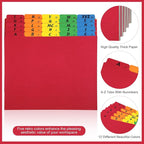 Noveread 1 Set 25 Alphabet File Dividers A-Z Tab Letter Size 1/5 Cut Tab Positions Alphabetical Number File Folder Organizer Guides Cabinet and Desk Dividers for School Office (Rainbow Colors)