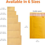 Amazon Basics Kraft Bubble Self-Seal Mailer, 4" x 8" (Internal Size - 3.75" x 7"), 50-Pack, Brown