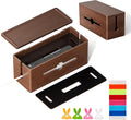HomeBliss Extra Large Cable Management Box – Brown Double Layer Wooden Cord Organizer with Divider for Desk, TV Stand, Kitchen, and Office （NO Power Strips or Chargers）