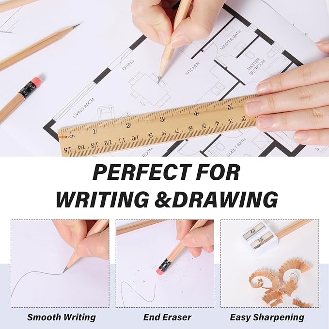 TecUnite 120 Pcs #2 HB Pencils with Eraser No 2 Unsharpened Wooden Hexagonal Pencils for Adults Gifts for School Exam art Learning Office Sketching(Wood Color)