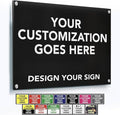 Custom Metal Business Signs, Personalized Aluminum Outdoor Signs, White Aluminum (Black Background, 20x20 In)