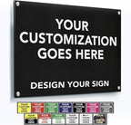 Custom Metal Business Signs - Personalized Aluminum, Waterproof, White (Black Background, 42x28 In)