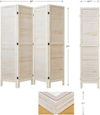 Room Dividers and Folding Privacy Screens, Wood Louvered Separators Divider Wall for Home Office Bedroom - 4 Panels, 67 * 60inch (White-Washed)