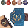 Personalized Bygone Mark Bookmark with Pen Holder, Leather Magnetic Bookmark 26 Letters,Gifts for Book Lovers, Readers, Leather Book Marks for Men Women (Blue, E)
