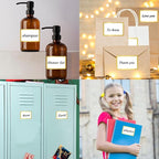 Yeachlaing 2" x 3" 200 PCS Name Labels, Waterproof Blank Name Tag Stickers with Permanent Adhesive Writable Stickers with Metallic Gold Border for School Office Home