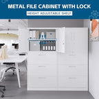 PEUKC 3-Drawer Metal File Cabinet, Lateral Vertical Filing Cabinets for Home Office, Locking Cabinet with Storage Shelves, Legal/Letter/A4 Size Office File Cabinet,(White, Assemble Required)