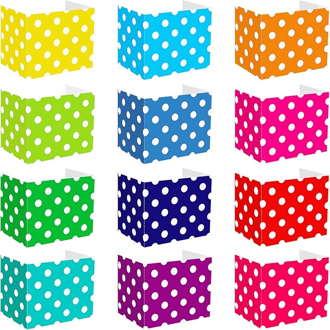 SATINIOR 24 Pcs Desk Dividers for Students, 12 Colors Testing Dividers Privacy Folders for Classroom Must Have Bulk, Study Panel for School Teacher Student Study Supplies(Dot)