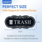 ASAVI Trash & Recycle Stickers – 2-Pack Self-Adhesive Vinyl Labels, Waterproof & Durable (Black Background with Transparent Text, Medium 6.3 x 2.7 inches)