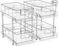 HIHEGD 2-Tier Bathroom Organizer with Dividers, Clear Under Sink and Pull-Out Cabinet Organizer for Kitchen and Pantry Storage