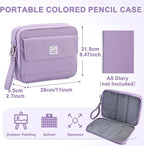 VASCHY Colored Pencil Case, Corduroy Large Pencil Pouch for Art Pens Markers Gel Pens Big Holder Organizer Fits 192 Pencils for Girls Women Light Purple