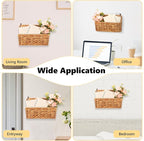 2 Pcs Woven Mail Holder Wall Mount Basket Rattan Wall Letter Holder Wicker Hanging Magazine Rack Water Hyacinth Magazine Basket Wall File Folder Hanging Storage Basket with Hooks for Envelope Office