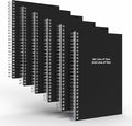 Custom Spiral Notebook Journals with a Black Colored Cover - 6 Pack of 5" x 8" – College Ruled, Hard Cover, 50 Sheets Per Book – For Journaling, Office, School Supplies, etc.
