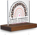 School Counselor Appreciation Gift Leopard Rainbow Desk Sign, Inspirational Decor for Educational Mental Health Staff, Difference Maker Plaque PA080