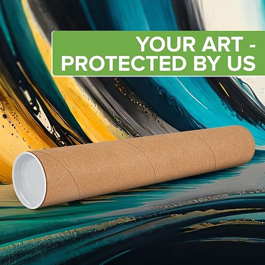 2" x 24" Reinforced Kraft Paper Mailing Tubes, Pack of 4 Tubes with 2 Caps Each – USPS Approved Poster Tube – Made in USA Cardboard Tube for Shipping and Storing Posters, Prints, Artwork, or Documents