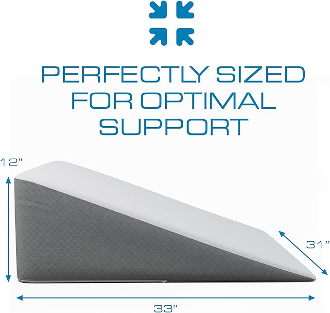 Kolbs Extra Wide Bed Wedge Pillow for Sleep Apnea, Acid Reflux, and Back Pain Relief, with Chic Jacquard Cover - Headboard GERD Pillow Wedges for Sleeping (Extra Wide 12" Height)