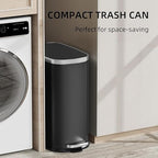 KUK Slim Bathroom Trash Can with Lid Soft Close, Step Pedal, 2.6 Gal/ 10L Stainless Steel Garbage Can with Removable Inner Bucket, Anti-Fingerprint Wastebasket for Office, Bedroom, Toilet (Black)