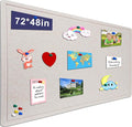 Large Bulletin Board - 72 X 48 inches Cork Board with 30 Pushpin, 6' x 4' Cork Board for Walls Pin Board, Self-Adhesive Felt Board Vision Board Foldable Photo Board for Wall (Oatmeal)