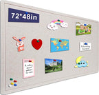 Large Bulletin Board - 72 X 48 inches Cork Board with 30 Pushpin, 6' x 4' Cork Board for Walls Pin Board, Self-Adhesive Felt Board Vision Board Foldable Photo Board for Wall (Oatmeal)