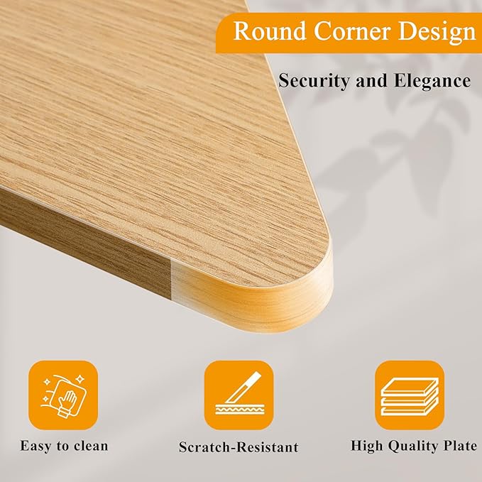TEAMIX 26 inch Triangle Monitor Stand Riser, Desktop Corner Stand with Metal Leg Wood Computer Stand with Storage Laptop Riser Office Organization (Maple)