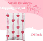 Pretty Package Store 6x9 Designer Poly Mailer 100 Pack Heavy Duty Waterproof Self Seal Shipping Bags for Small Business Large Mailing Envelopes Bulk Tear Resistant Packaging Red Valentine Heart