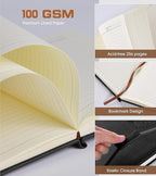 Biuwory Lined Journal Notebook for Women Men,256 Pages A4 Large Hardcover Leather Journals for Writing,Travel,Business,Work,School,College Ruled Notebooks for Note Taking, Diary Notepad 8.6"×11"