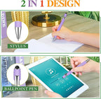 Zonon 38 Pieces Rubberized Ballpoint Pen with Stylus Tip Stylish Metal Pen Capacitive Styli with Soft Rubberized Grip, Black Ink for Most Devices(Purple)