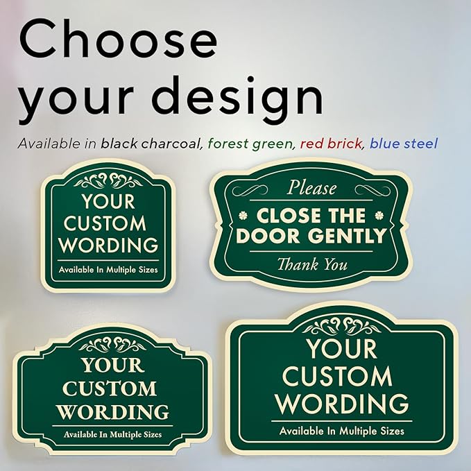 Custom Decorative Outdoor Metal, Personalized Aluminum, Customized Driveway, Waterproof Signs Made In USA - Design 1 Forest Green 12x12 In