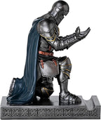 Amoysanli Medieval Armored Warrior Wearing Outerwear, Mobile Phone Stand Knight Pen Holder Desk Organizers, Resin Bookends Paperweight with a Letter Opener for Desk (Iron&Green)