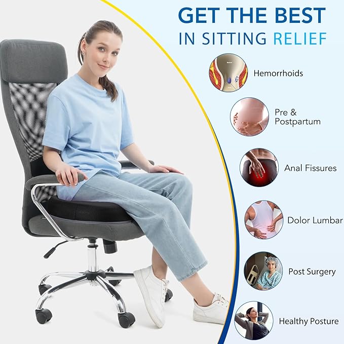 Niceeday Lumbar Support Pillow for Office Chair Car Back Support Pillow, Memory Foam Gaming Chair Desk Chair Back Cushion for Lower Back Pain Relief, Ergonomic Back Rest,Stocking Stuffers