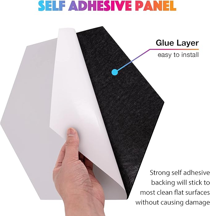 Sonic Acoustics Self-Adhesive 12 Pack Hexagon Acoustic Panels, 14" X 12" X 0.4" High Density Sound Absorbing Panels Sound Proof Insulation Beveled Edge Studio Treatment Tiles-Black