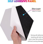 Sonic Acoustics Self-Adhesive 12 Pack Hexagon Acoustic Panels, 14" X 12" X 0.4" High Density Sound Absorbing Panels Sound Proof Insulation Beveled Edge Studio Treatment Tiles-Black