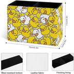 Famame Cartoon Cute Duck Childish Pencil Holder for Desk, Leather Desktop Container Pen Cup Storage Study Table Pen Organizer Makeup Brushes Holder for Office Home