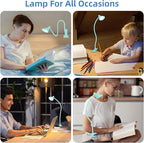 LiFMIRA Reading Light for Bed, Clip-on Desk Lamp with Flexible Neck, 3 Color Modes & 10 Dimmable Brightness, Teal