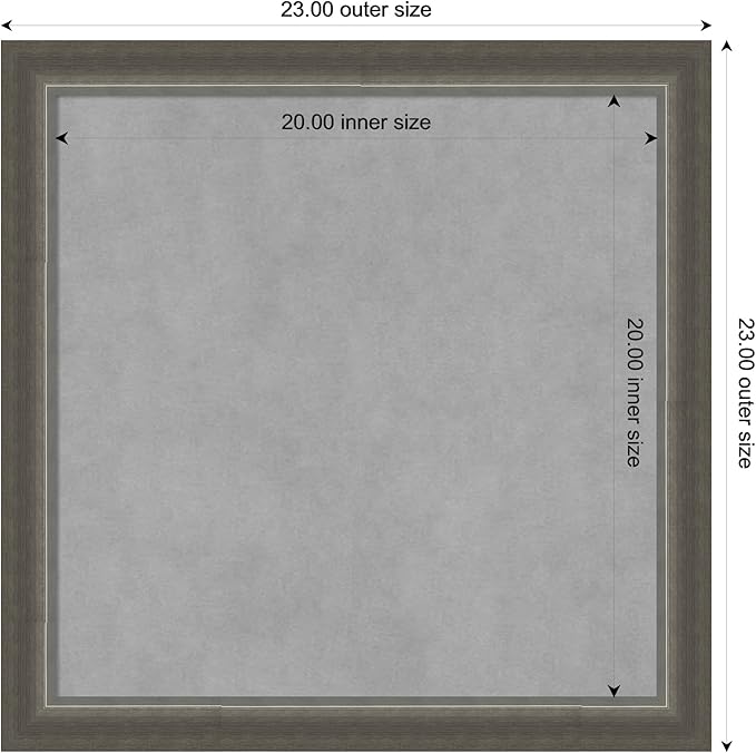 Amanti Art Silver Framed Magnetic Board 23x23 Medium Vision Board for use with Magnets, 100% Metal Sheet to Display Items as Office Decor or for Home Organization in mudroom, Kitchen or Kids Room