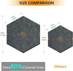 Uoisaiko 12" Large Bulletin Board with 15 Push Pins, Pack of 4 Hexagon Felt Pin Board Notice Boards for Home Office, Felt Wall Tiles for Photos Memos (Black Grey)